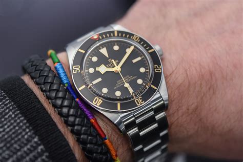 tudor 39mm black bay on wrist